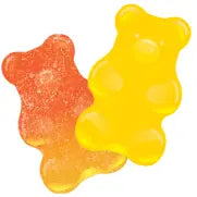 Two Better Bears. One yellow and one duo coloured red and orange. 